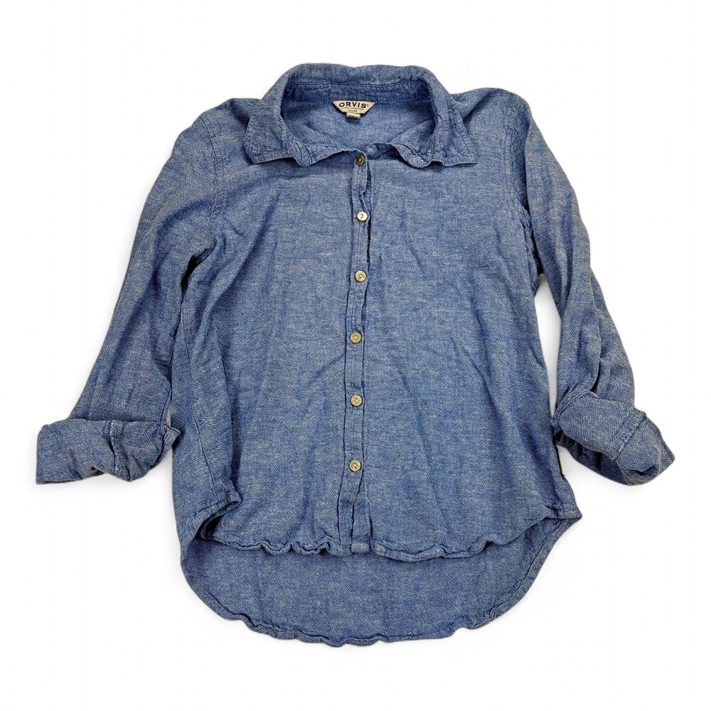 Orvis Women's Blue Long-Sleeve Button-Down Shirt S Collared